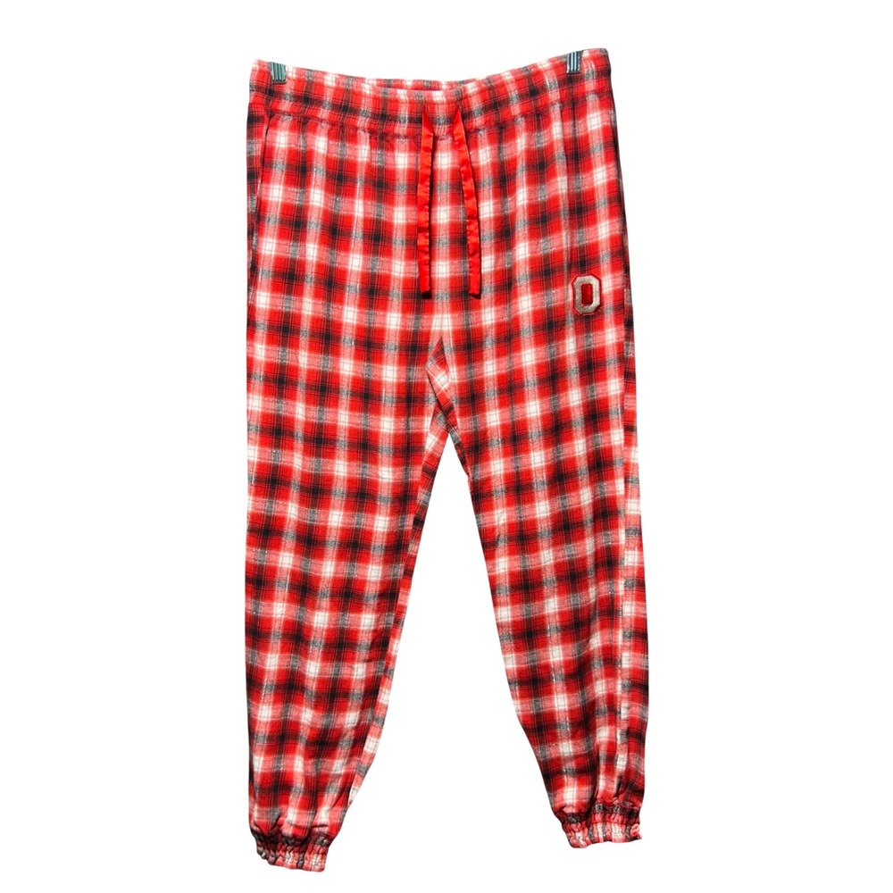 Ohio State Buckeyes Plaid Lounge Pants Sleepwear Joggers Size L‎ Red White